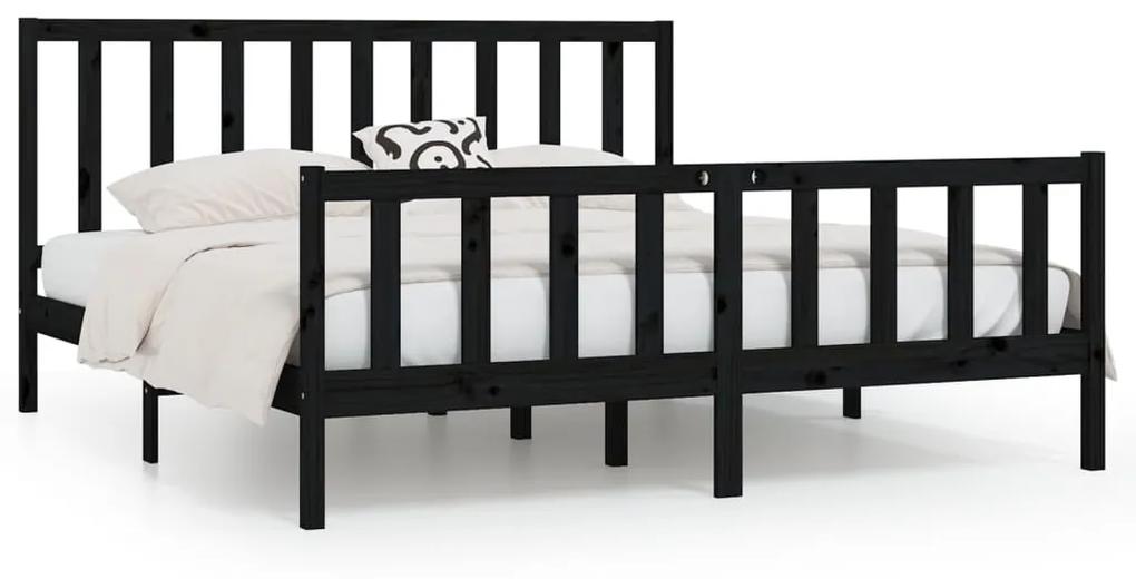 3106857 vidaXL Cadru de pat, negru, 200x200 cm, lemn masiv