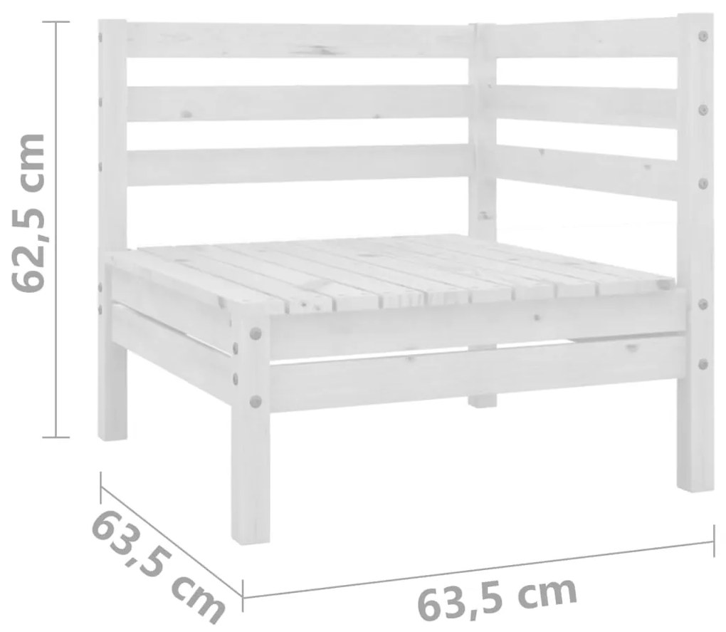 Set mobilier de gradina, 3 piese, alb, lemn masiv de pin Alb, 1