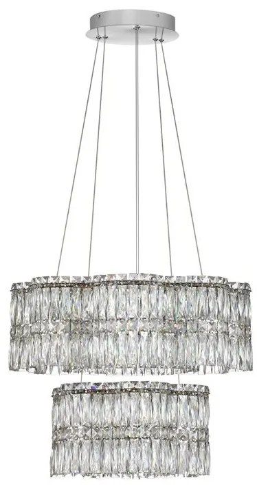 Lustra suspendata LED crom, cristale sticla NUVIA 60cm