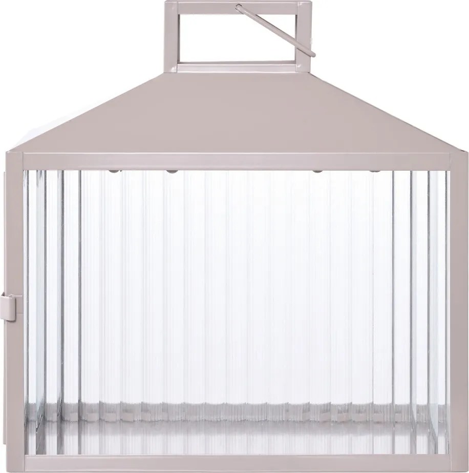 Lanternă decorativă Lucca, metal/vidră, bej/gri