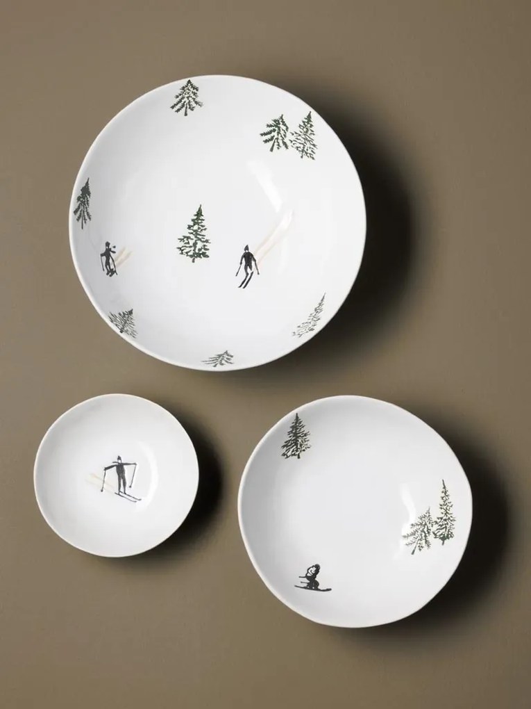 Set 3 farfurii adanci, din ceramica, Slalom