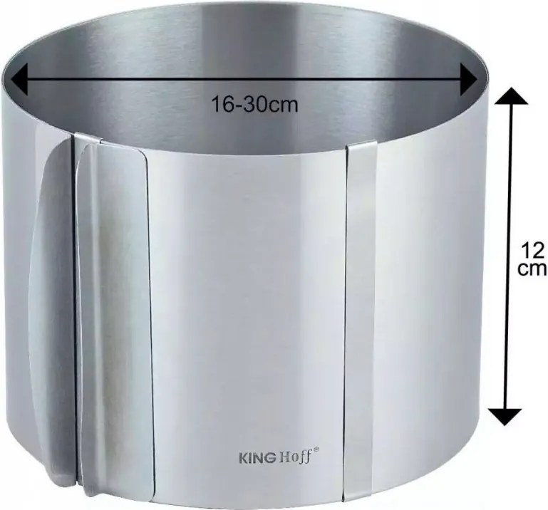 Forma reglabila pentru torturi Kinghoff KH 1792, 16-30 cm, Otel inoxidabil, Argintiu