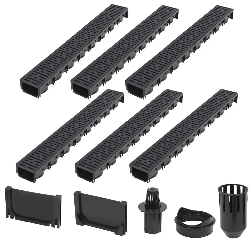 vidaXL Canale de drenaj, 6 buc., plastic, 6 m