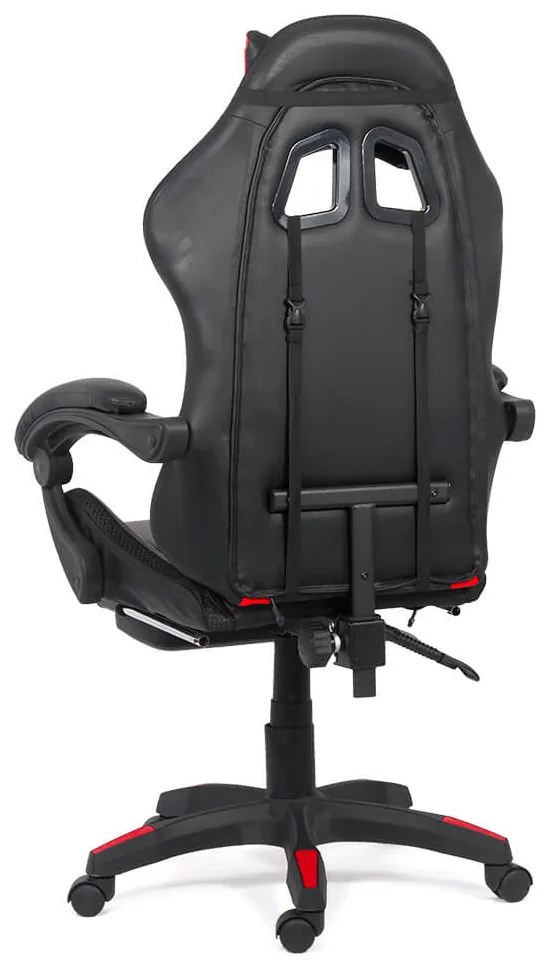 Scaun de gaming cu masaj si iluminare RGB din piele ecologica OFF 303 rosu cu negru