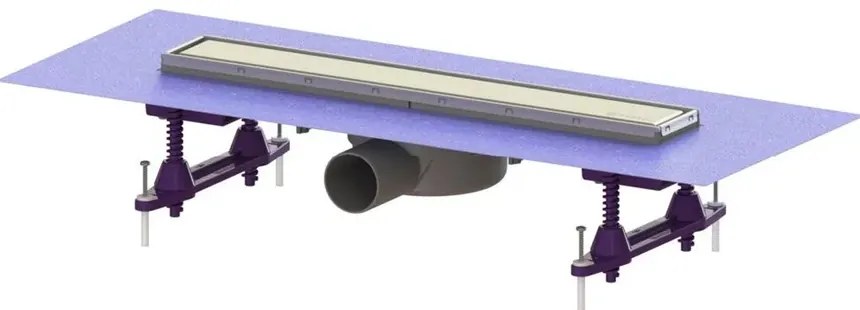 Set rigola dus 55 cm inox cu sita de par si clapeta multistop, Kessel Linearis Compact 550 mm