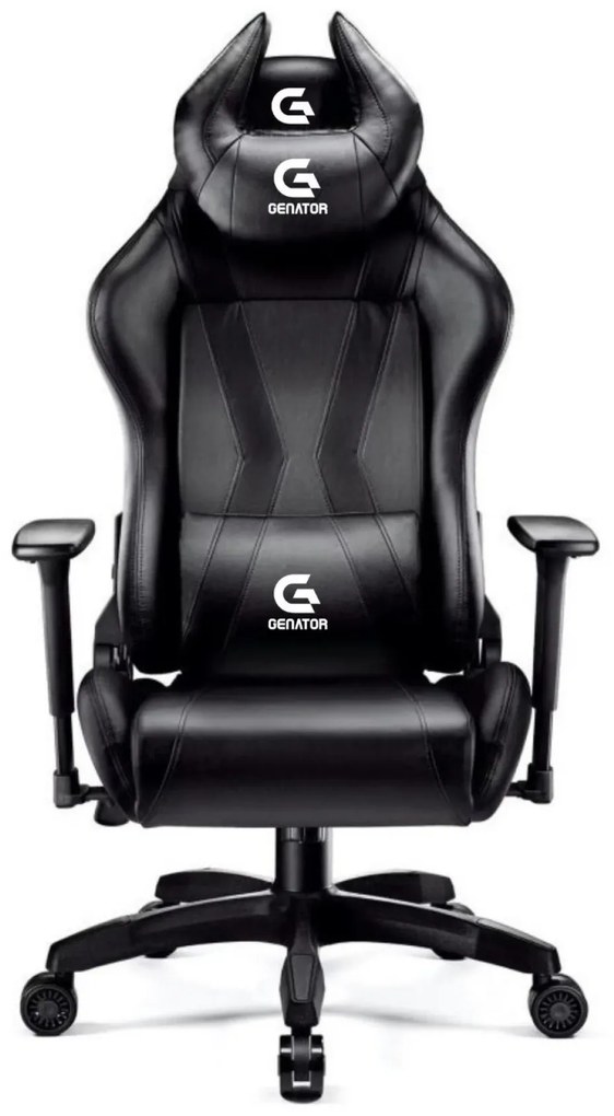 Scaun gaming, ergonomic, masaj pernă lombară, brațe reglabile 2D, piele PU, roți silențioase, rezistent 150 KG, Negru
