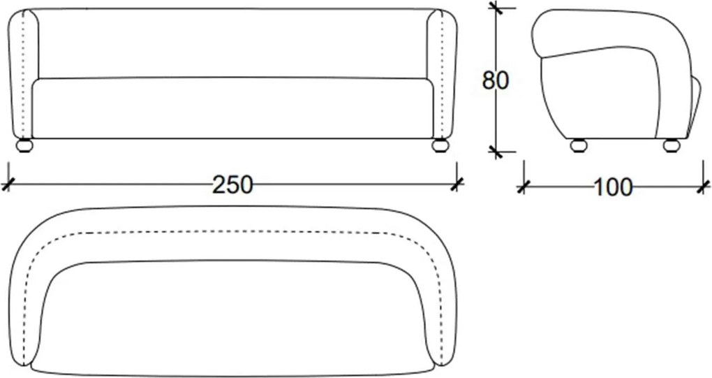 Canapea lemn masiv Carabella, 250 × 80 × 100 cm