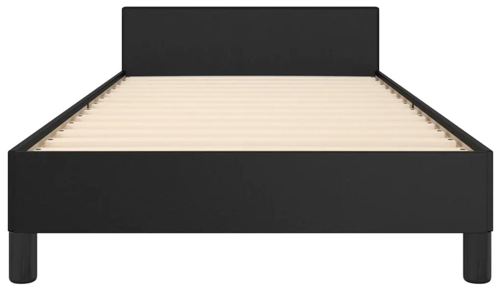 Cadru de pat cu tablie, negru, 100x200 cm, piele ecologica Negru, 100 x 200 cm, Nasturi de tapiterie