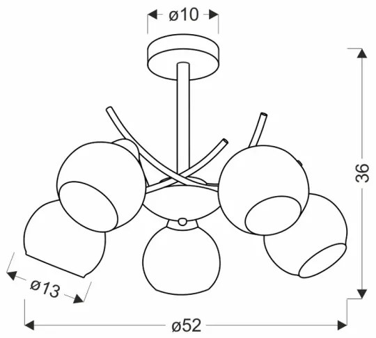 Lustră pe tijă AMOS 5xE27/40W/230V crom lucios