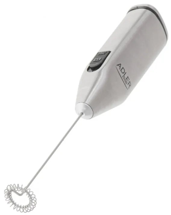 Mixer Frappe Adler AD 4500, Agitator și corp din oțel inoxidabil, 2xAA, Argintiu