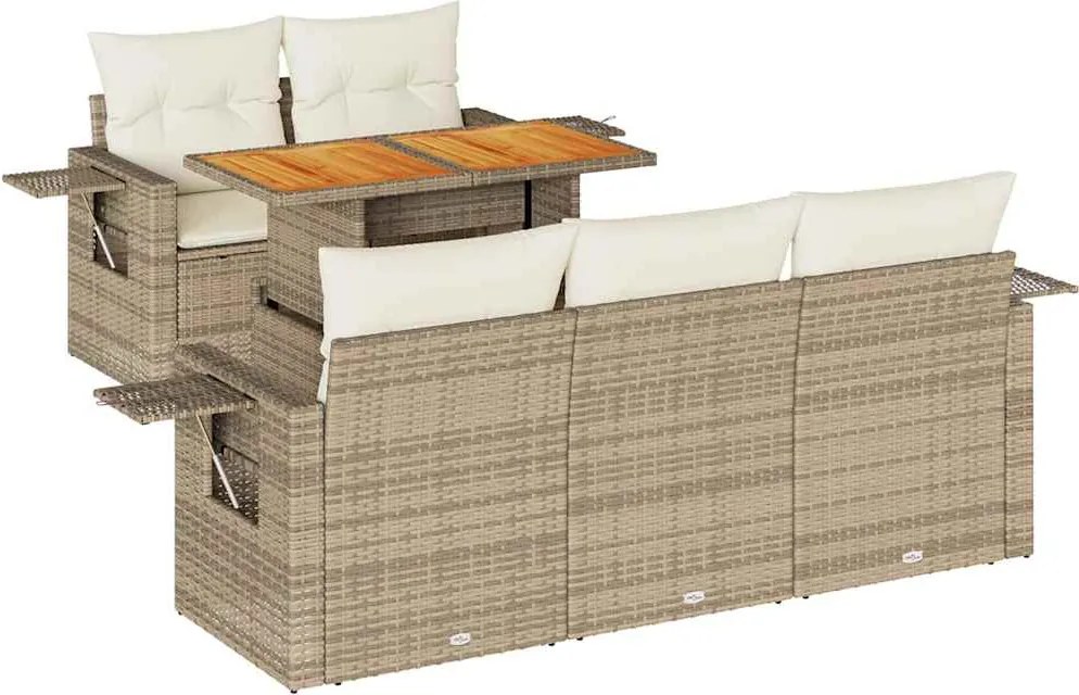 vidaXL Set canapele de grădină cu perne, 6 piese, bej, poliratan