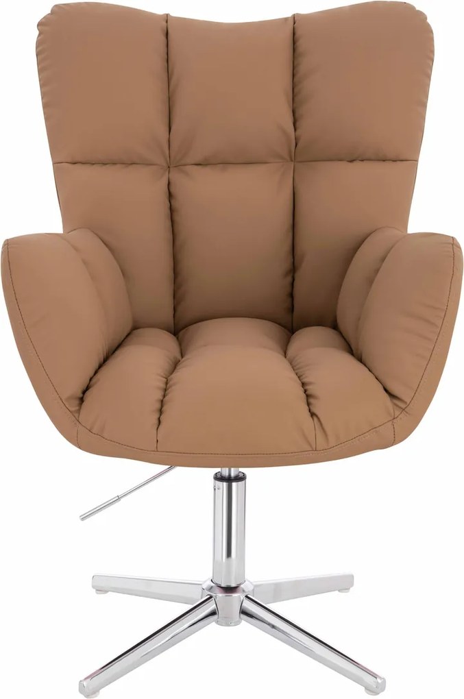 HR650CROSS Scaun Caramel Piele Ecologica Premium Soft cu Bază Cromata