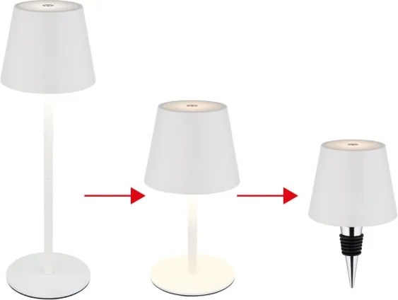 Globo 58488W - Lampă de masă LED 3în1 pentru exterior VANNIE, tactilă, cu reglare a intensității, reîncărcabilă, 3W/5V, IP54, alb