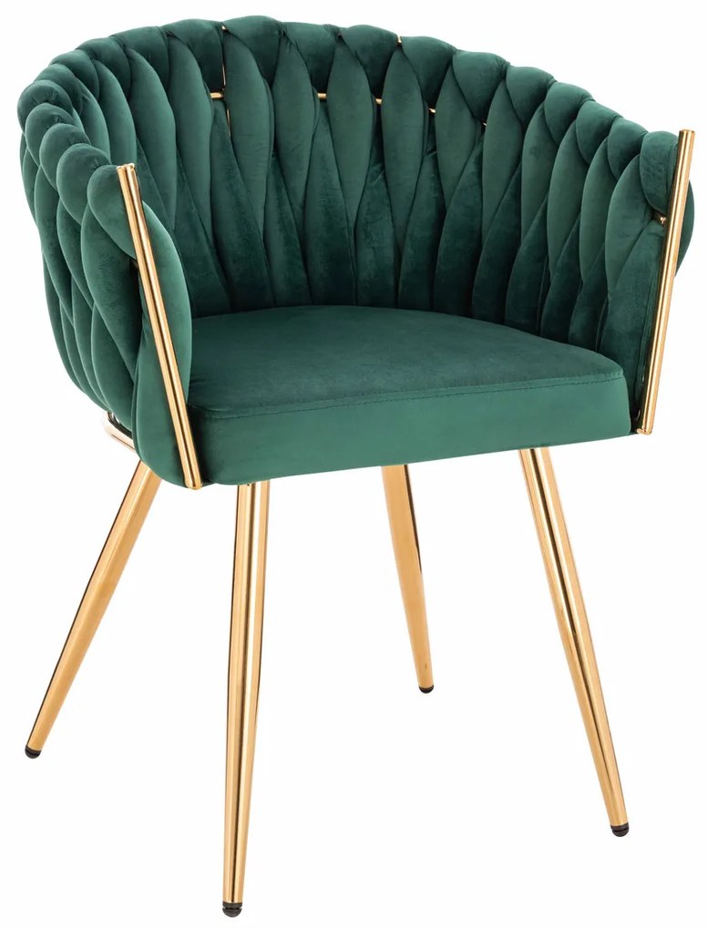 HR750 Scaun cu picioare Aurie Verde din Catifea