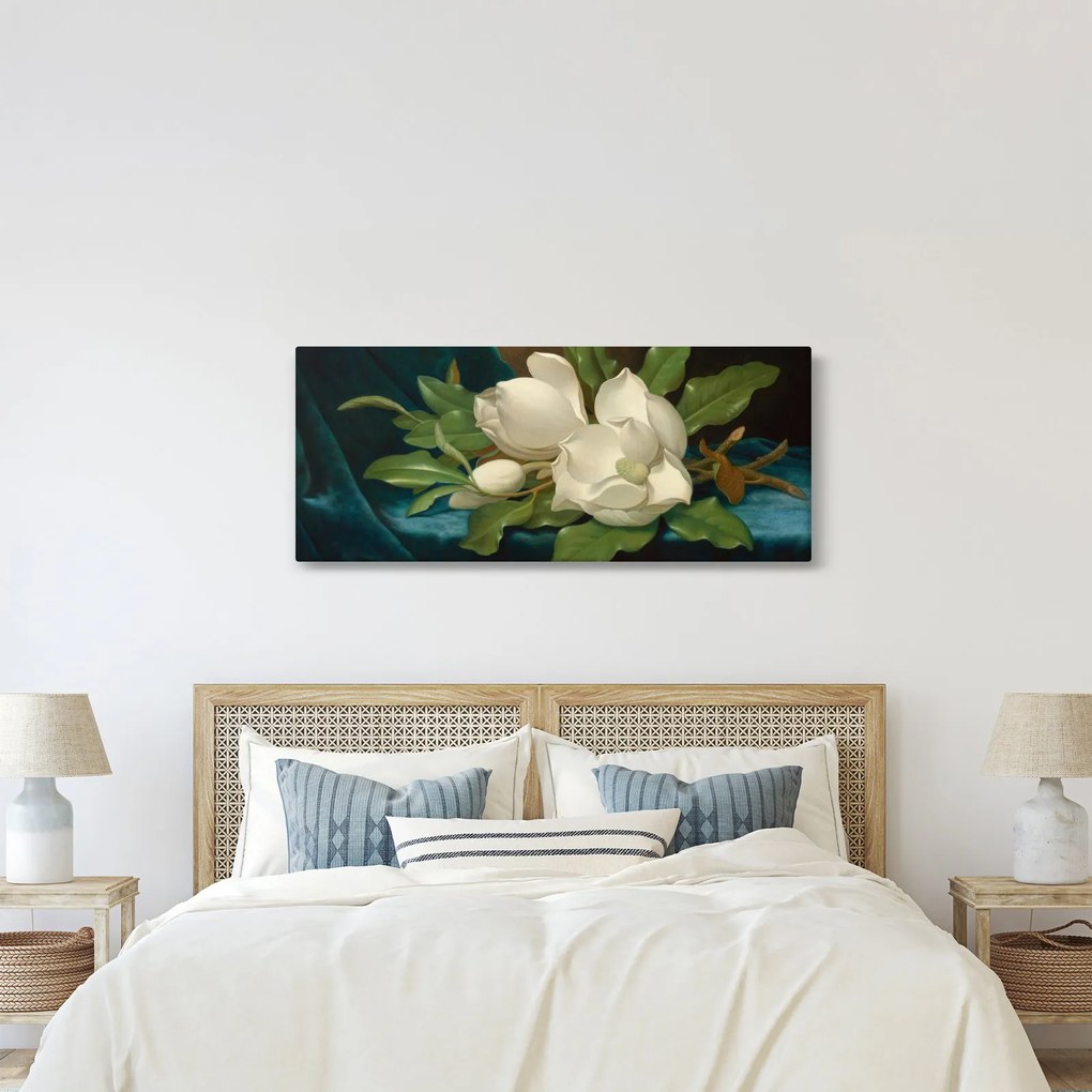 Tablou - Martin Johnson Heade, Giant Magnolias on a Blue Velvet Cloth, reproducere (120x50 cm)