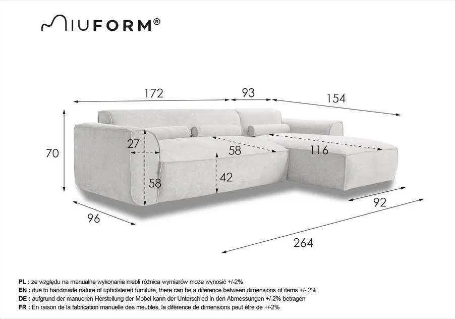 Colțar alb (cu colț pe partea dreaptă) Flex Felix – Miuform