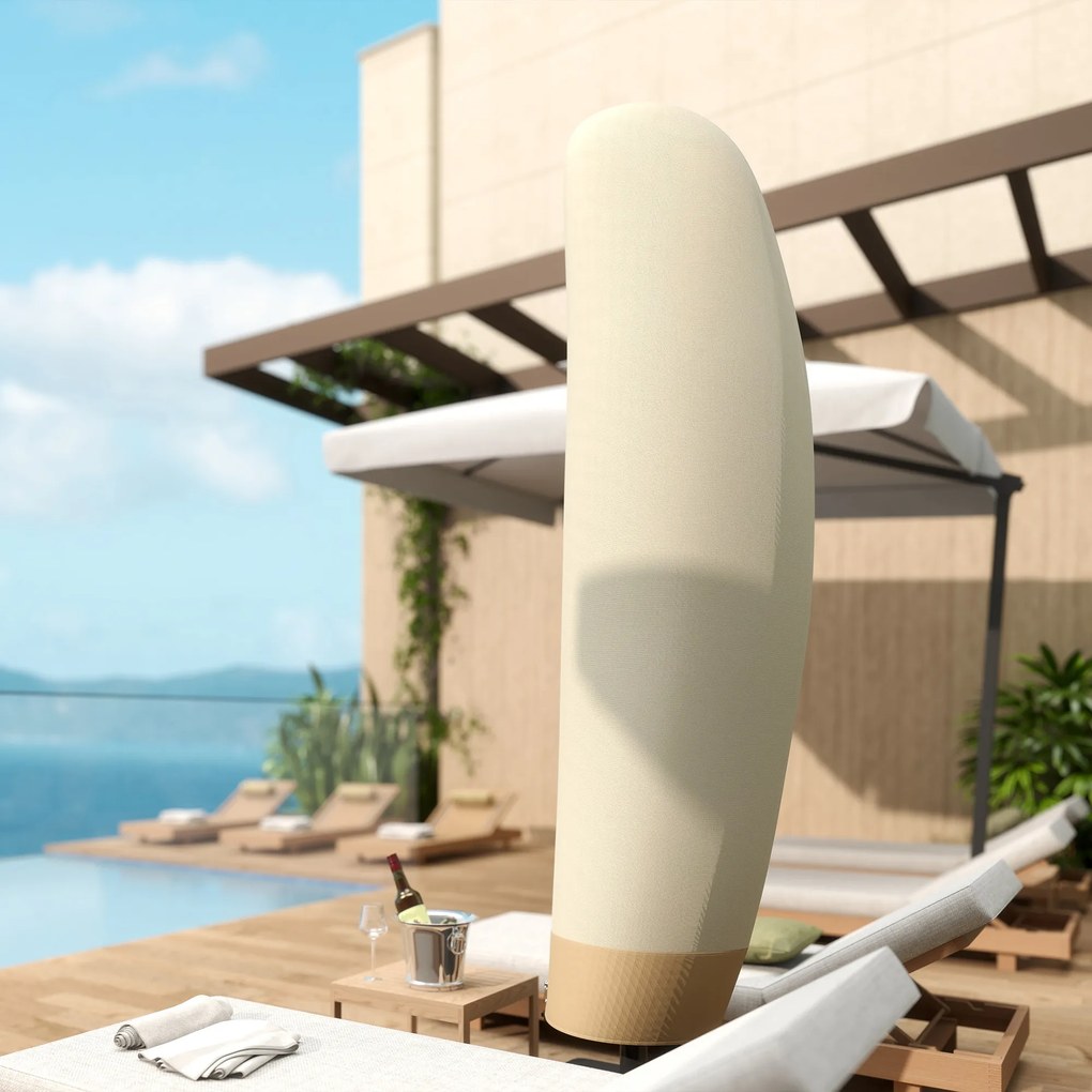 Outsunny Husă pentru Umbrelă de Grădină Impermeabilă cu Fermoar si Șnur din Țesătură, 220x56x56 cm, Bej și Cafeniu | Aosom Romania