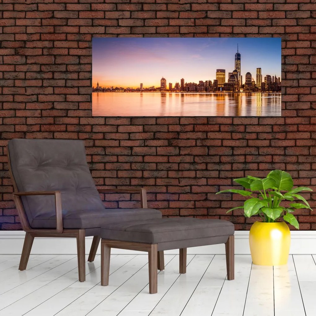 Tablou cu oraș în apus de soare (120x50 cm)