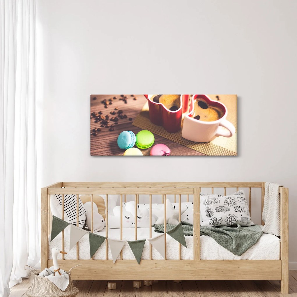Tablou cu cafea și macarooni (120x50 cm)