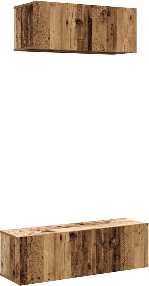vidaXL Set dulap TV 2 piese montat pe perete lemn vechi lemn prelucrat