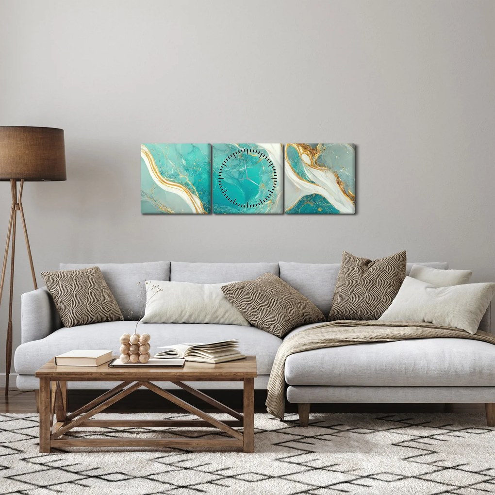 Tablou - Designul marmurei II. (cu ceas) (90x30 cm)