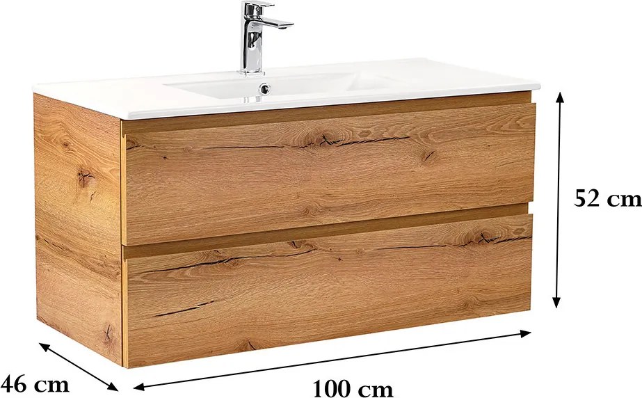 Vario Pull 100 dulap de bază cu chiuvetă stejar - stejar