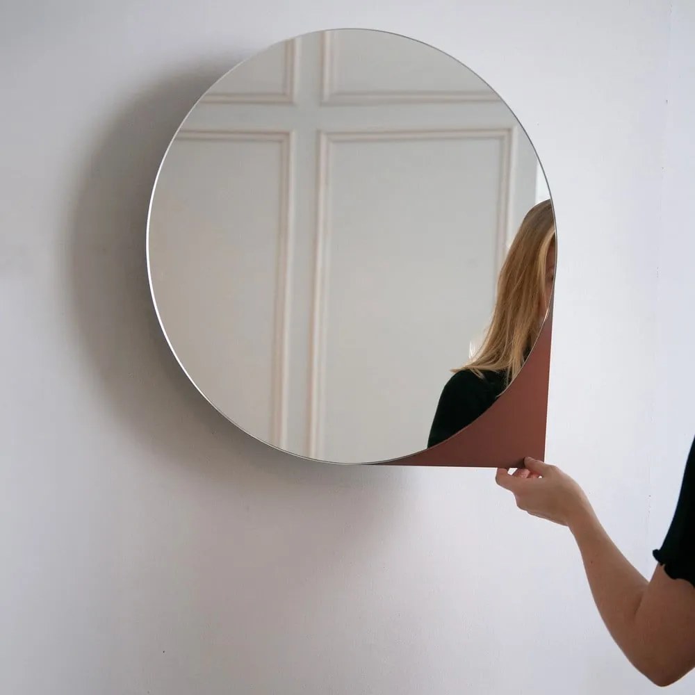 Dulap de baie teracotă suspendat/cu oglindă din metal 55x55 cm Sonnet – Spinder Design