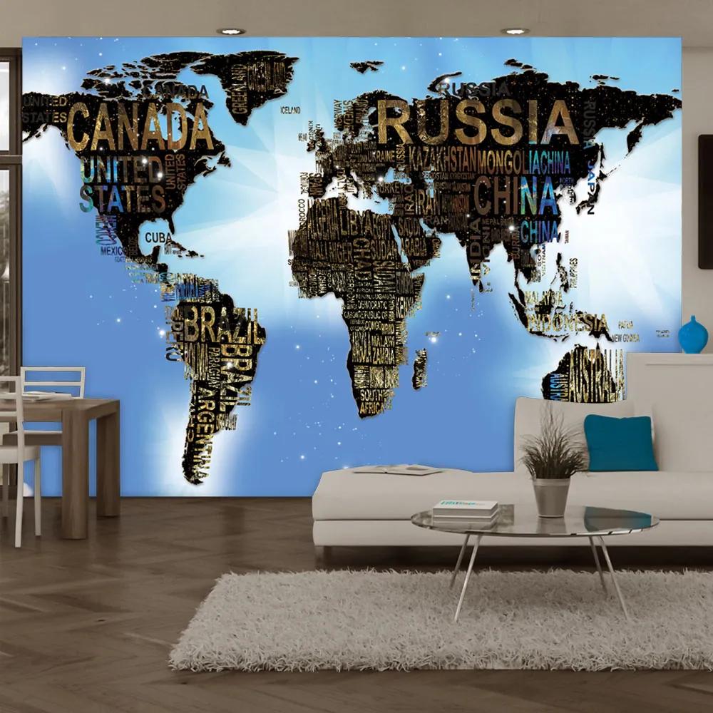 Fototapet Bimago - World Map - Blue Inspiration + Adeziv gratuit 300x210 cm