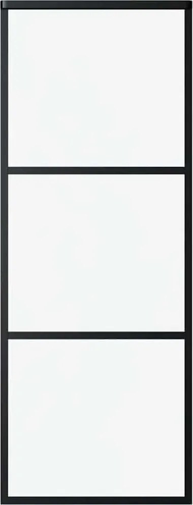 vidaXL Ușă glisantă cu 3 panouri, negru, 76x205 cm, sticlă ESG și aluminiu