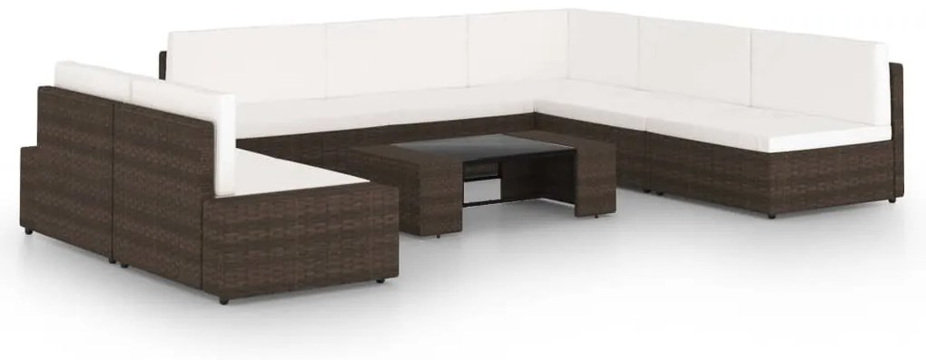vidaXL Set mobilier de grădină cu perne, 8 piese, maro, poliratan