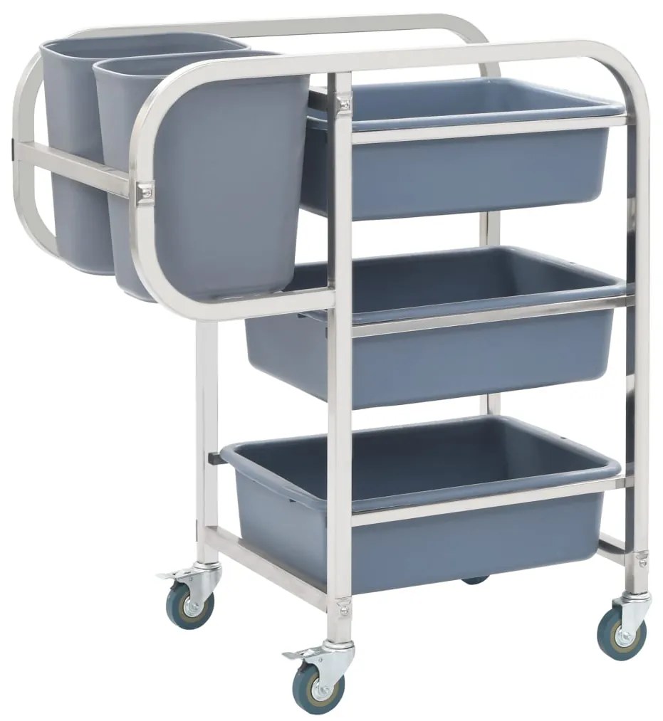 vidaXL Cărucior de bucătărie cu recipiente din plastic, 82x43,5x93 cm