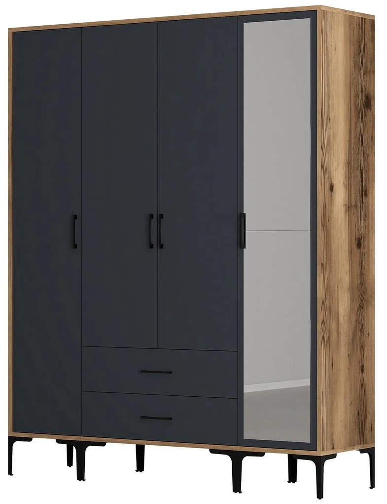 Dulap de haine Kiara STR (Nuc + antracit). 1088456