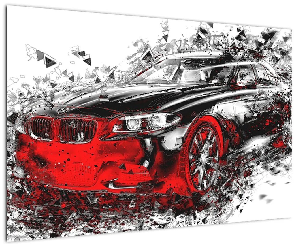 Tablou - Mașina pictată în acțiune (90x60 cm)