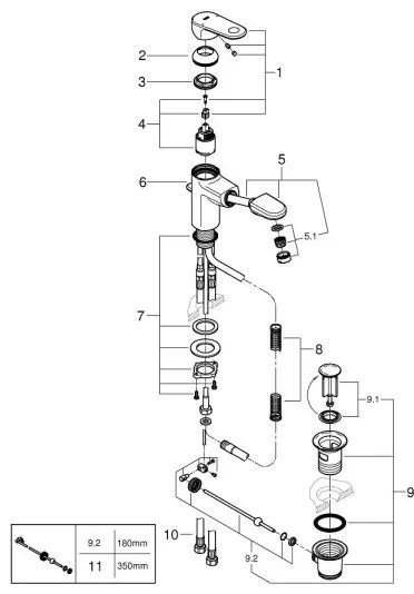 GROHE 33155002 EUROPLUS DN 15 - Baterie pentru lavoar, crom lucios