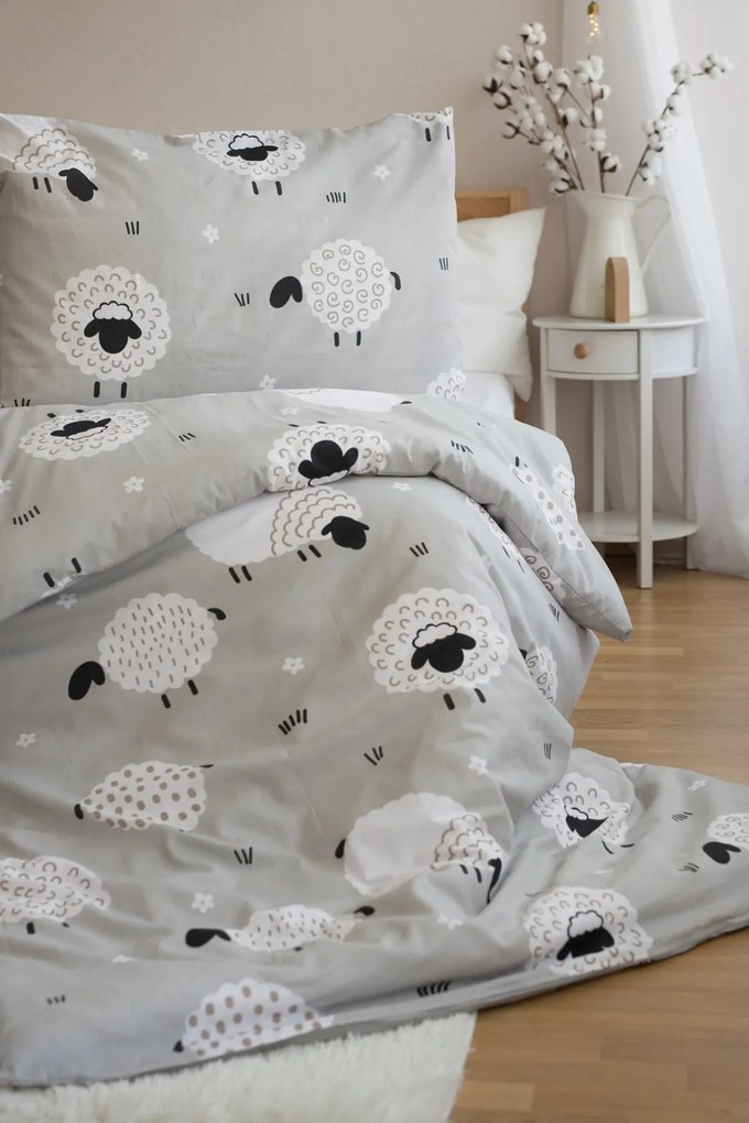 Lenjerie de pat din polibumbac pentru 2 paturi SHEEPS, bej Dimensiune lenjerie de pat: 2 buc 70 x 90 cm | 2 buc 140 x 200 cm