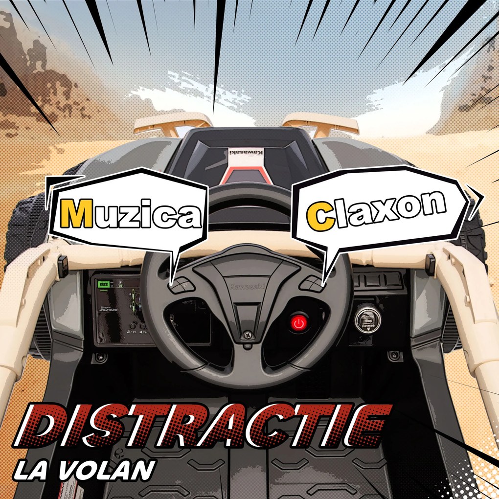 AIYAPLAY ATV Electric pentru Copii 3-8 Ani 12V cu Licență KAWASAKI, Motor Dublu, Telecomandă și Muzică, Galben | Aosom Romania