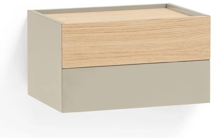 Noptieră bej-natural cu aspect de lemn de stejar Otto – Teulat