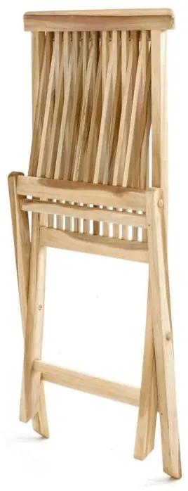 Scaun pliabil din tec din lemn 4x , DIVERO