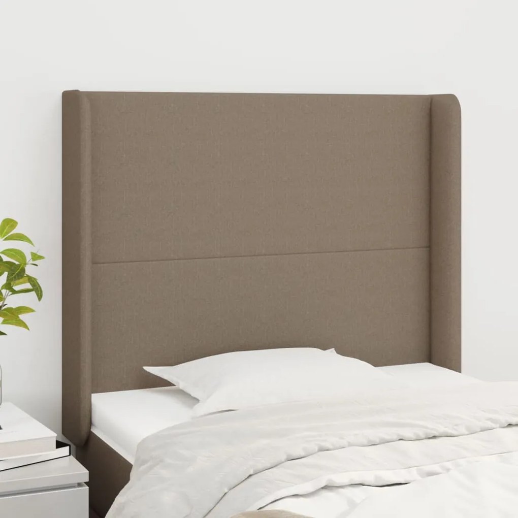 vidaXL Tăblie de pat cu aripioare gri taupe 93x16x118/128 cm textil