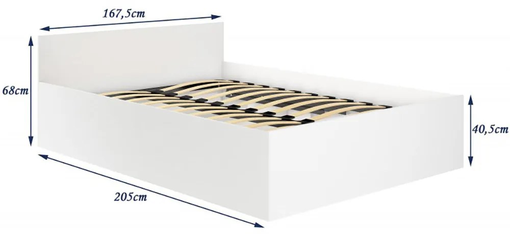 Pat matrimonial cu saltea si lada depozitare cu sistem hidraulic 160 x 200 cm stejar