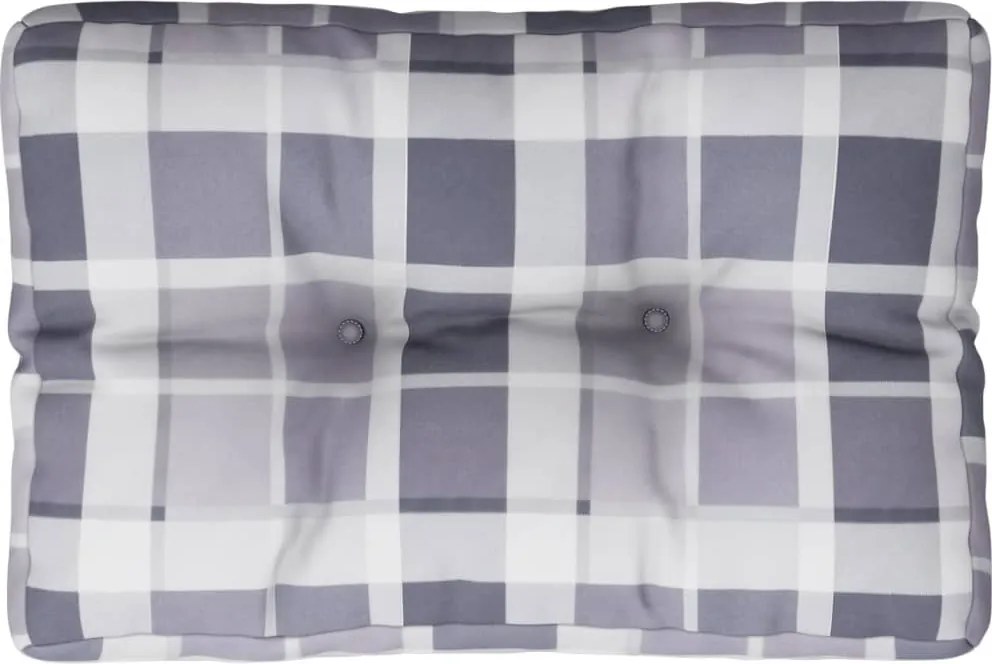 vidaXL Pernă de paleți, gri carouri, 60x40x12 cm, material textil