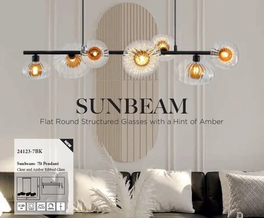 Lustra sticla transparenta si chihlimbar Sunbeam 7L