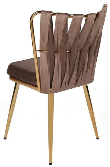 Set de scaune de sufragerie Kusakli Light Brownand Gold, 4 buc., 4 buc