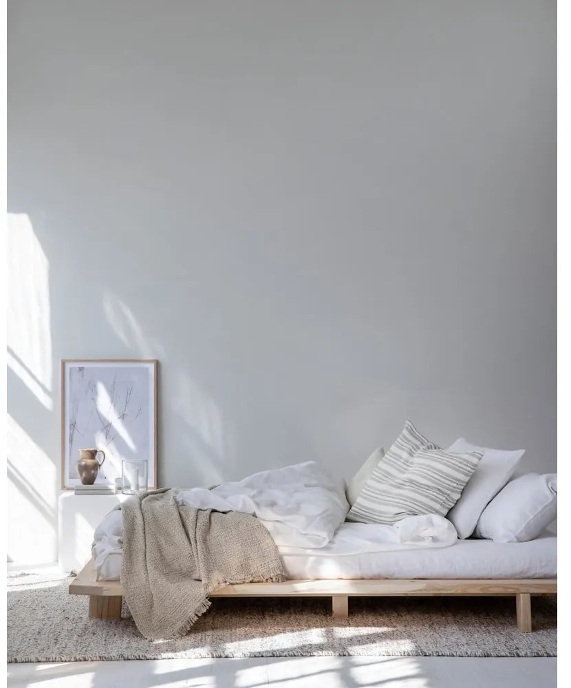 Pat în culoare naturală din lemn de pin cu somieră 120x200 cm Japan – Karup Design