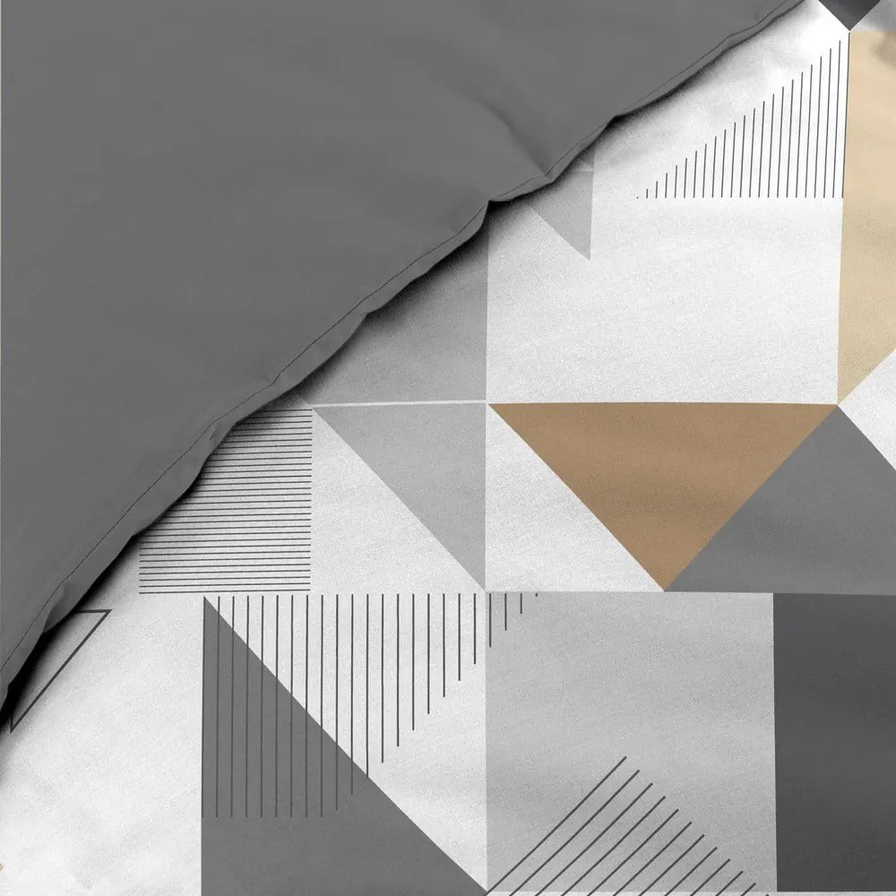 Lenjerie de pat albă/gri din microfibră pentru pat de o persoană 140x200 cm Trigone – douceur d'intérieur
