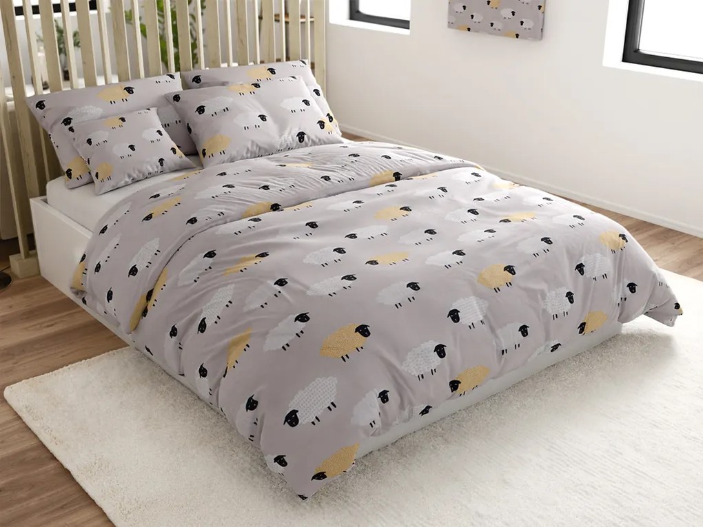 Lenjerie de pat din microfibra SHEEP DREAM gri Dimensiune lenjerie de pat: 70 x 90 cm | 140 x 200 cm