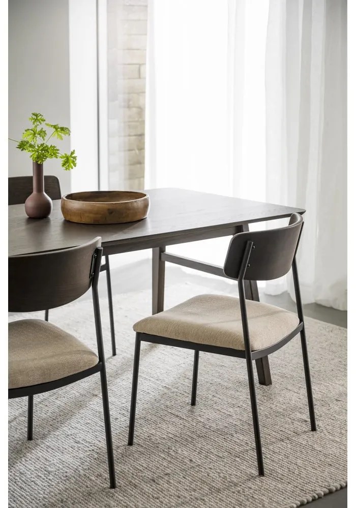 Scaune de dining crem/maro închis 2 buc. Maymont – Rowico