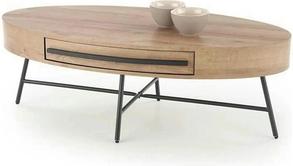 Masuta cafea CAROLINA, stejar auriu/negru, 120x60x41 cm