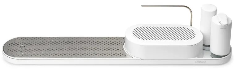 Organizator chiuveta Brabantia SinkStyle 1008497, 4 piese, Finisaj mineral, Rezistent la coroziune, Alb