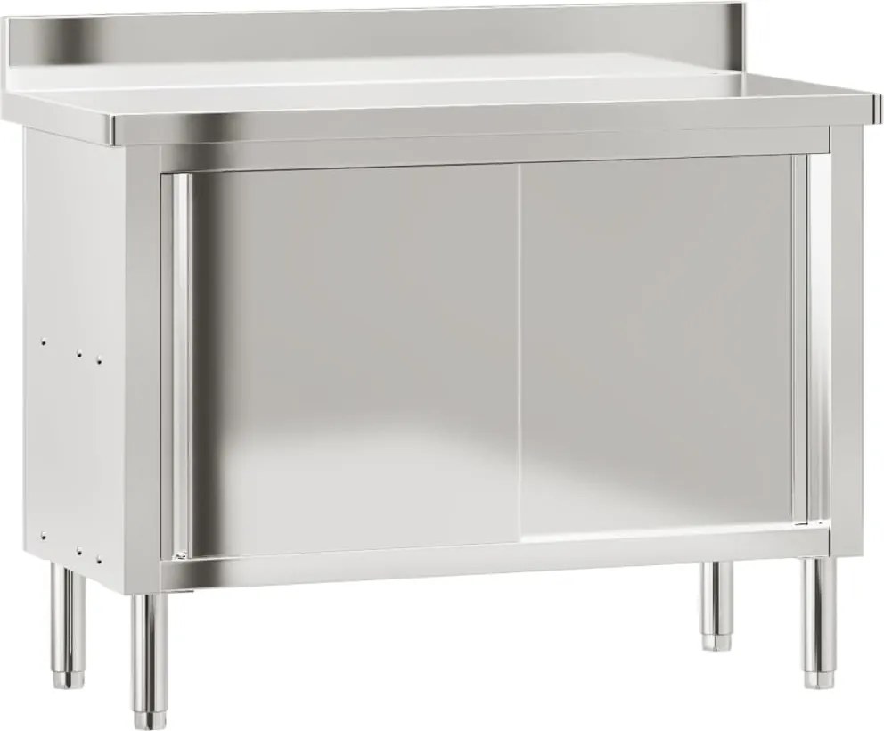 vidaXL Masă de lucru de bucătărie cu uși glisante, oțel inoxidabil